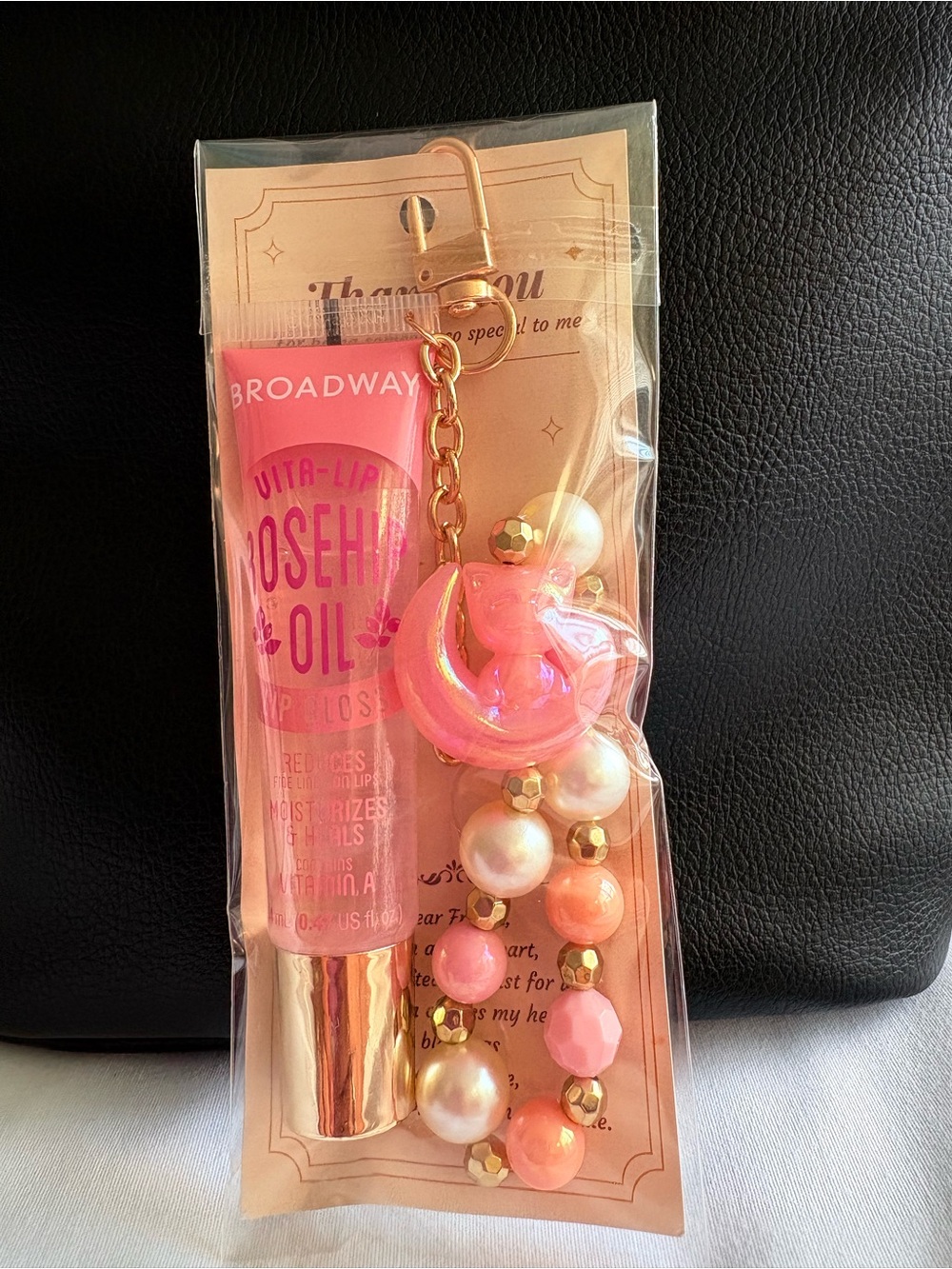 Handmade Lip Gloss Gift Set Bag Charm w/ Matching Bracelet NWT